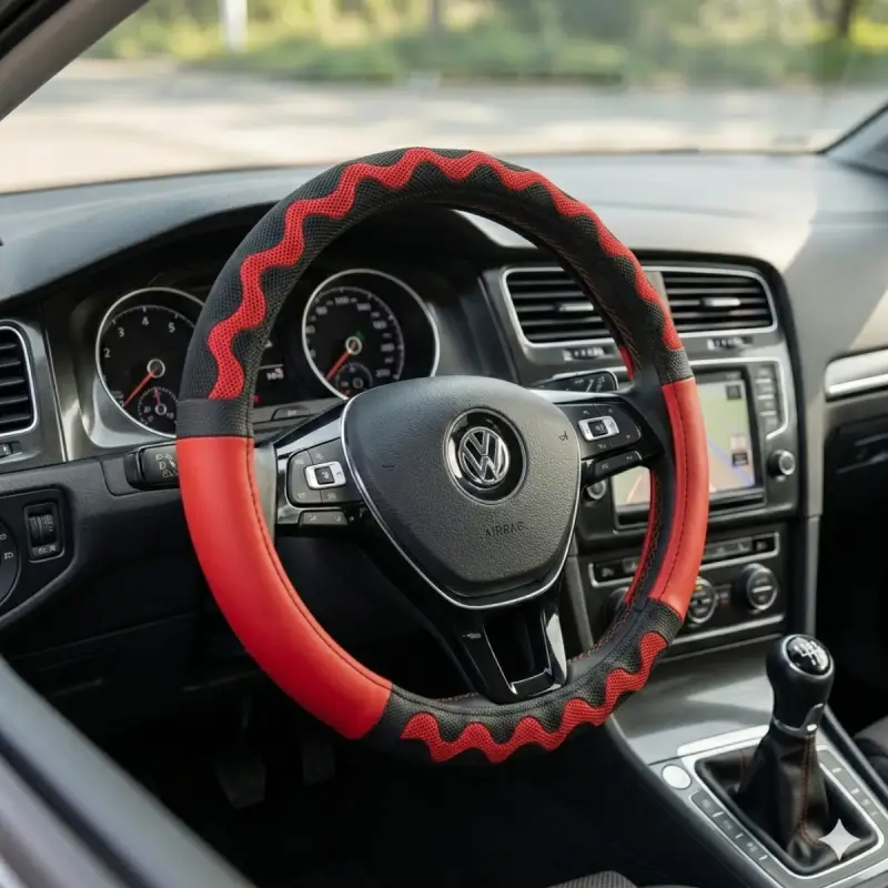 Cache Volant Sport Rouge & Noir Ondulée – Accessoire Auto Tendance en Tunisie