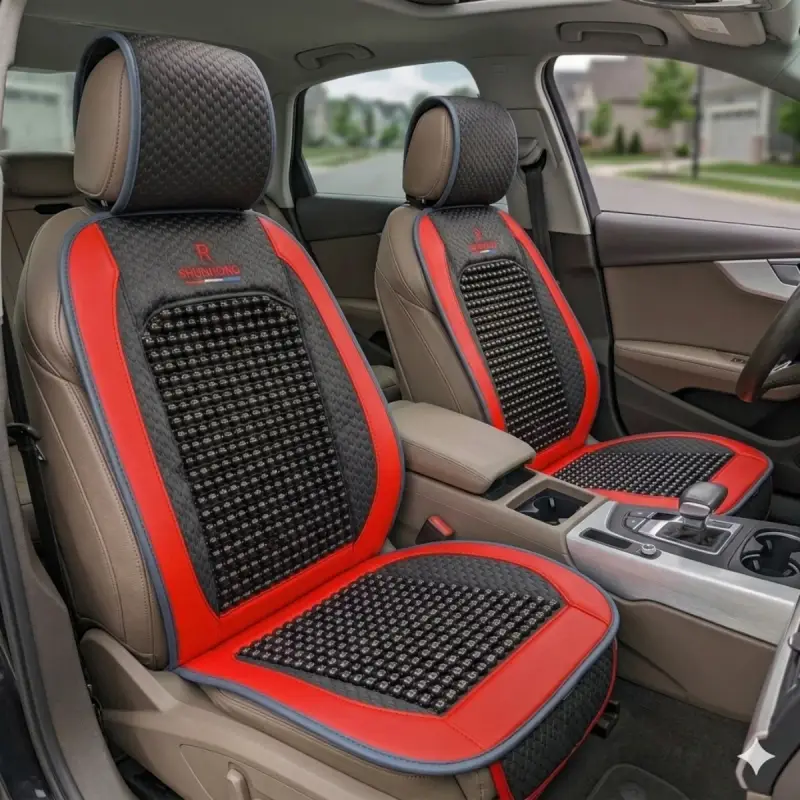 Coussin de Siège Voiture Massant en Perles Rouge– Housse Confort Respirante Anti-Chaleur Tunisie