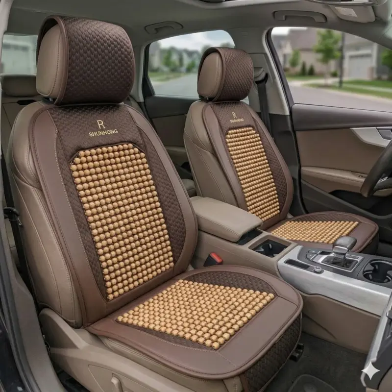 Coussin de Siège Voiture Massant en Perles Marron – Housse Confort Respirante Anti-Chaleur Tunisie