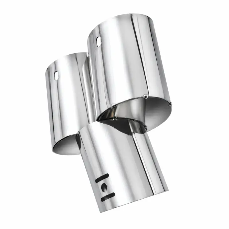 Embout d'Échappement Double Sortie Inox Chromé – Style Sport Racing – Sortie Ronde Biseautée – Universel