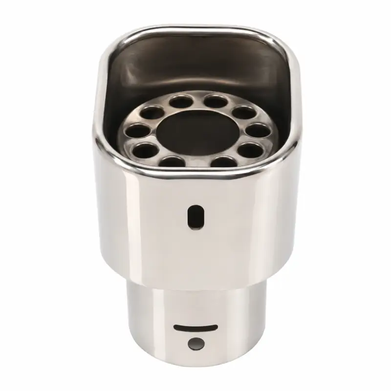 Embout d'Échappement Inox Carré Multi-Perforé – Sortie Rectangulaire Chromée – Style Sport & Tuning – Universel