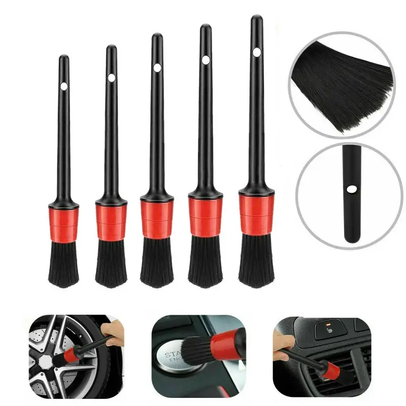 Kit 5 Brosses de Nettoyage Auto Détailing – Jantes, Grilles d'Aération, Intérieur Voiture – Poils Doux Premium