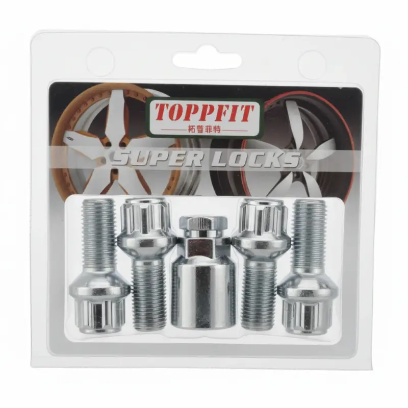 Kit Boulons Antivol Roue Toppfit Super Locks – Acier Chromé – Sécurité Jantes Universelle