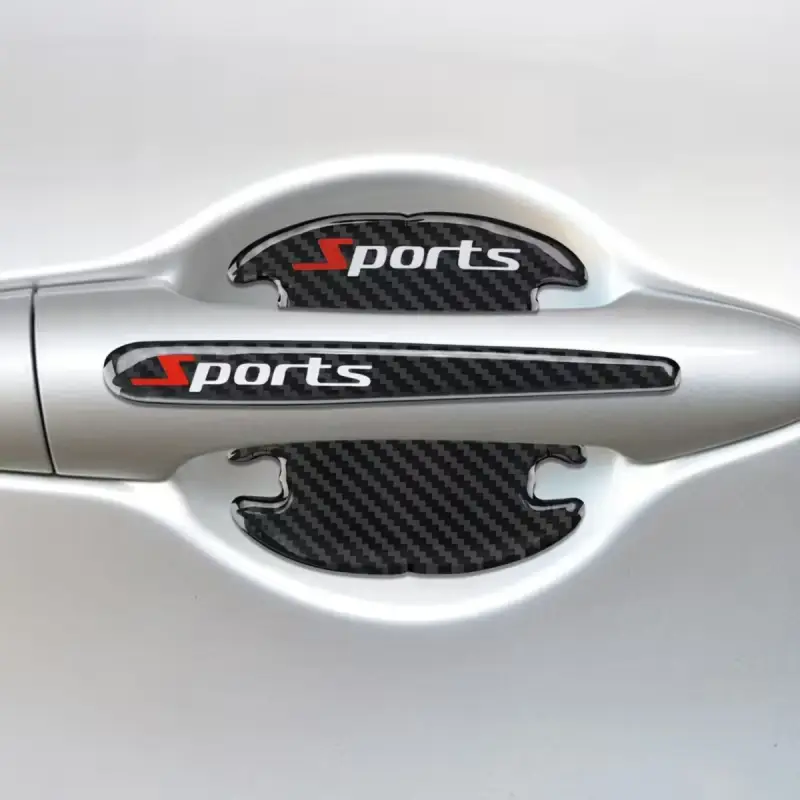 Kit Protège-Portières Style Carbone Sports 8 pcs – Bandes Anti-Rayures + Cache Poignées de Porte – Décoration Auto